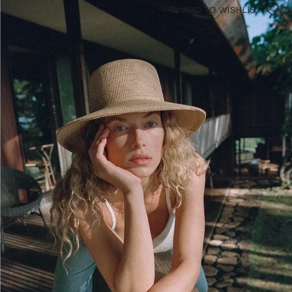 Elegant Tan Wide-Brim Hat Wide Brim Summer / Sun Hat. Elegant. Tan and Cream. As New  main image 2